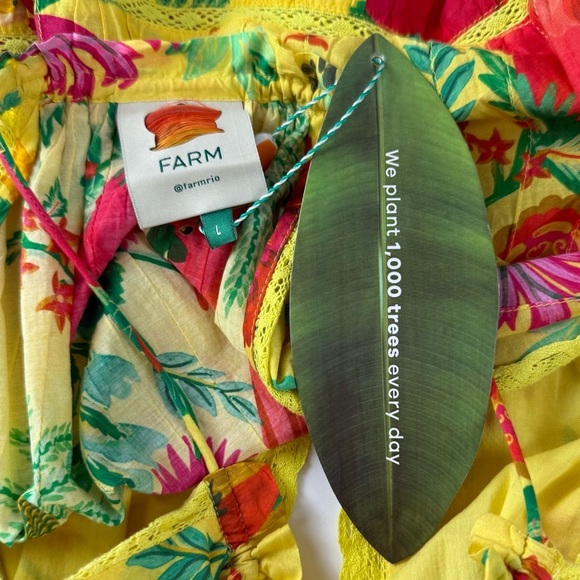 Farm Rio Delicate Fruit Garden Blouse Womens Large Yellow Multi NWT $148 - Picture 7 of 14